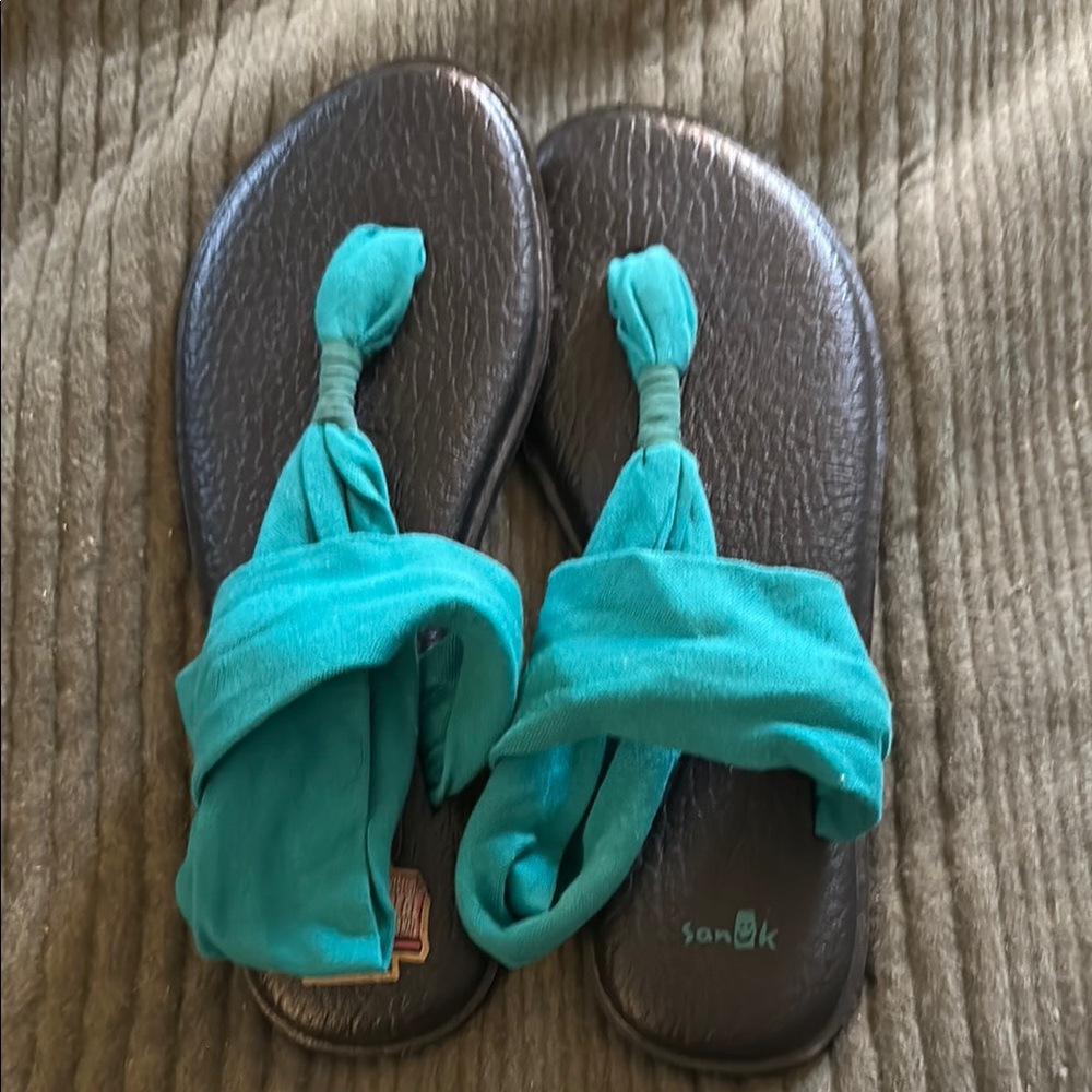 Sanuk Women's Sandals - Turquoise and Dark Brown